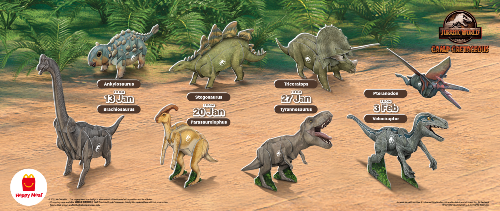 Jurassic World: Camp Cretaceous积木共有8种不同的恐龙，每星期将会送出2款。-摘自网络-