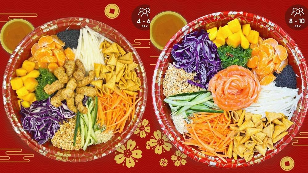 Salad Atelier推出2款捞生,分别是发财鱼生(Salmon HUAT) 和素食版鱼生(Meatless HG Yee Sang)。-图取自Salad Atelier的脸书/精彩大马制图-