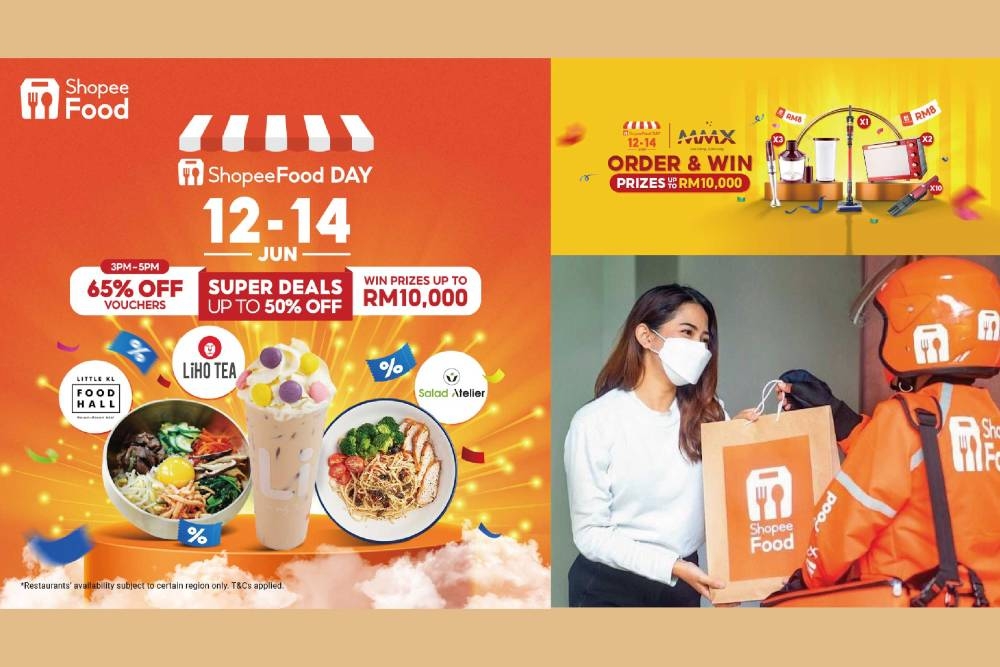 ShopeeFood Day 活动期间将会送出价值高达1万令吉的奖品。-Shopee供图，摘自网络，精彩大马制图-
