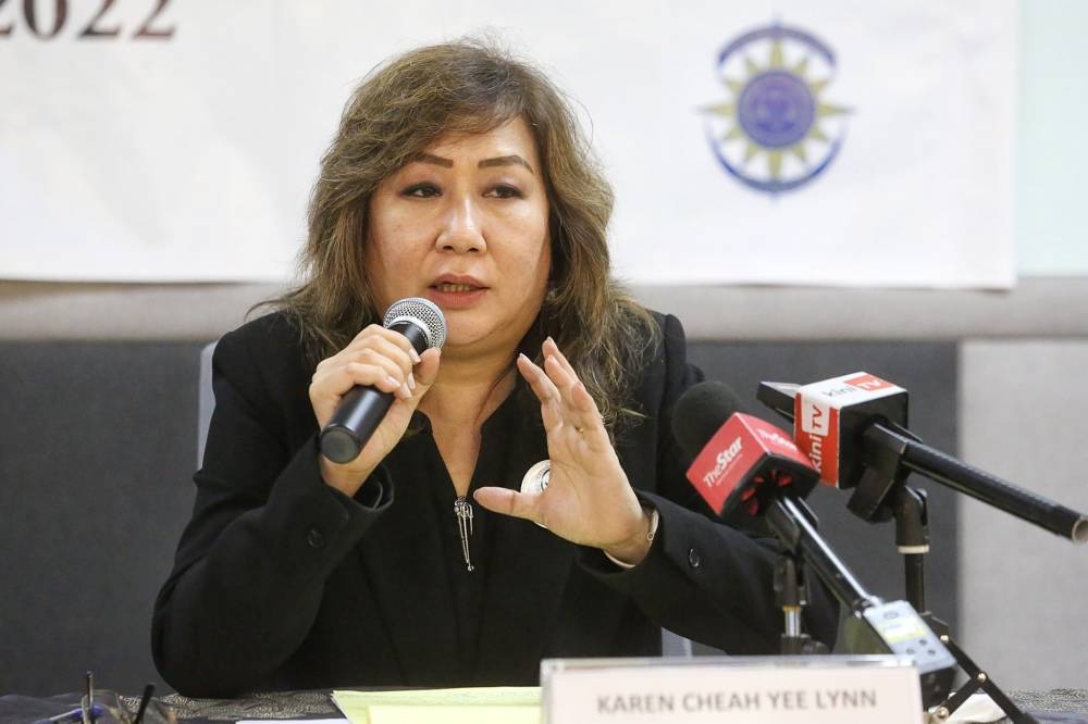 律师公会主席谢依琳以不点名的方式，批评有些律师在纳吉的SRC国际公司上诉案中表现“不专业”。-Choo Choy May摄-