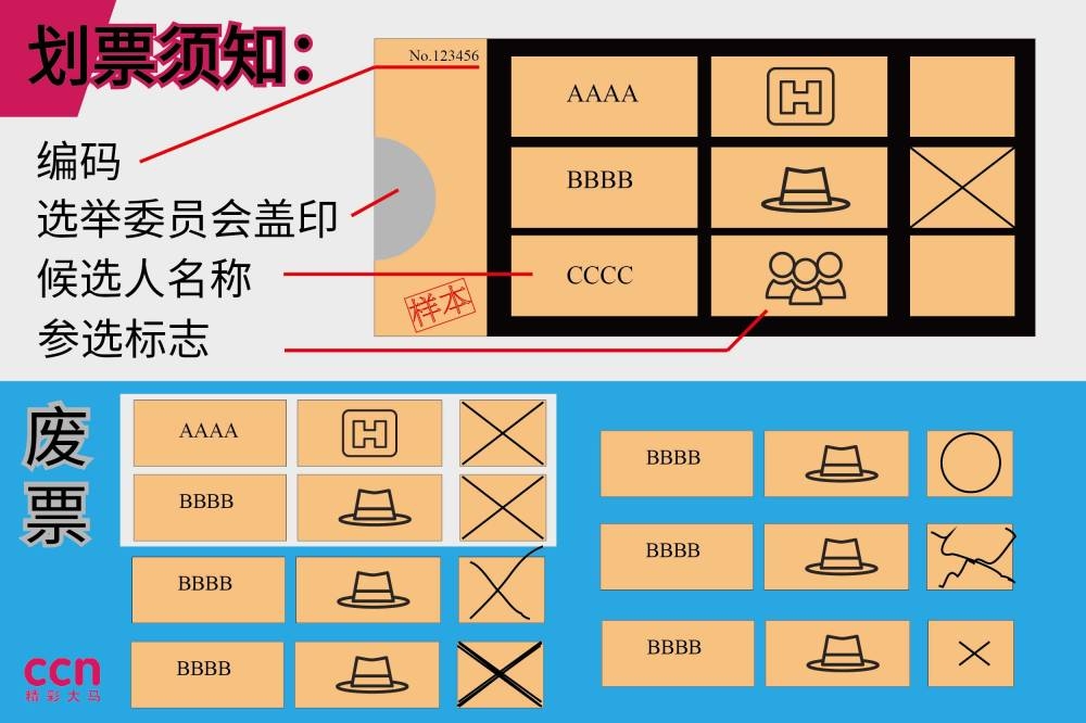 需要注意的是，涂鸦、写字、投票给超过一名候选人，或未在选票框内划X，则会被视为废票。-精彩大马制图-