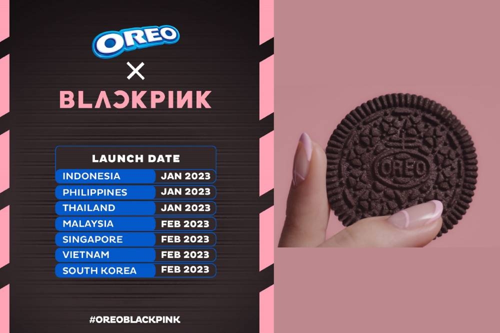 经典OREO三明治饼干及BLACKPINK的粉丝们将能在2023年,通过印尼、菲律宾、泰国、大马、新加坡、越南及韩国等平台,买到特别定制的产品。-奥利奥提供/精彩大马制图-