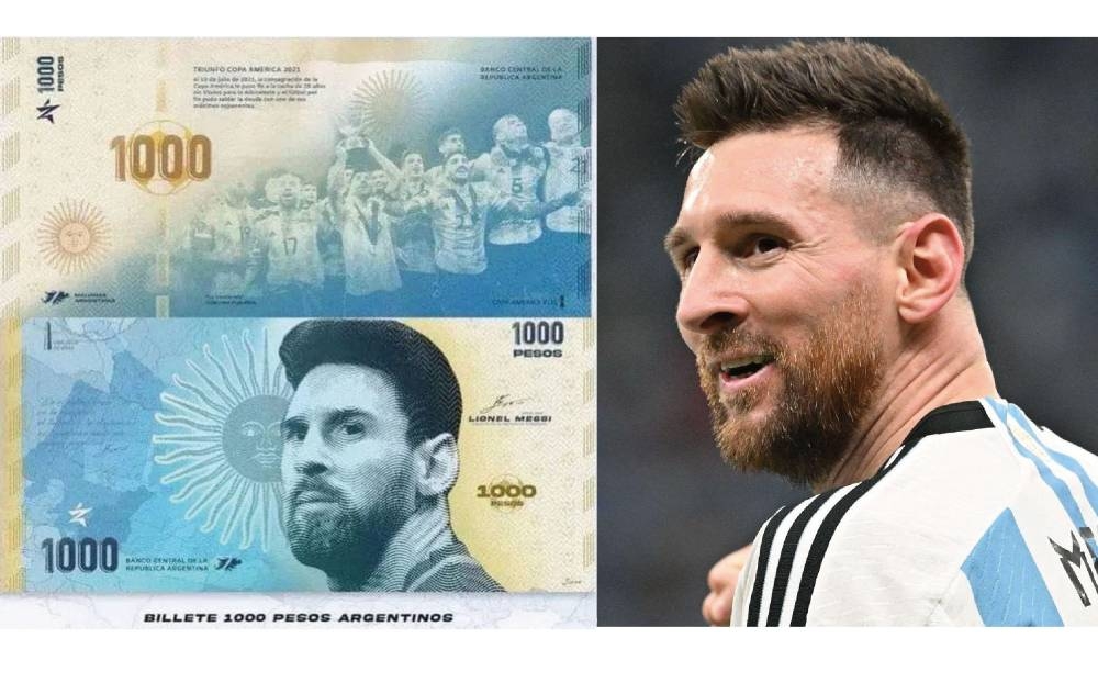 阿根廷中央银行考虑发行面额为1000披索的梅西纪念钞票。-摘自网络-