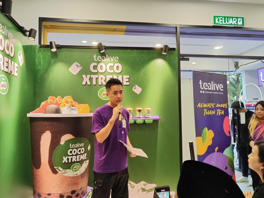 吕伟立表示，非常高兴Tealive现在能与大马最受欢迎的巧克力麦芽饮料美禄合作、-刘家仪摄-