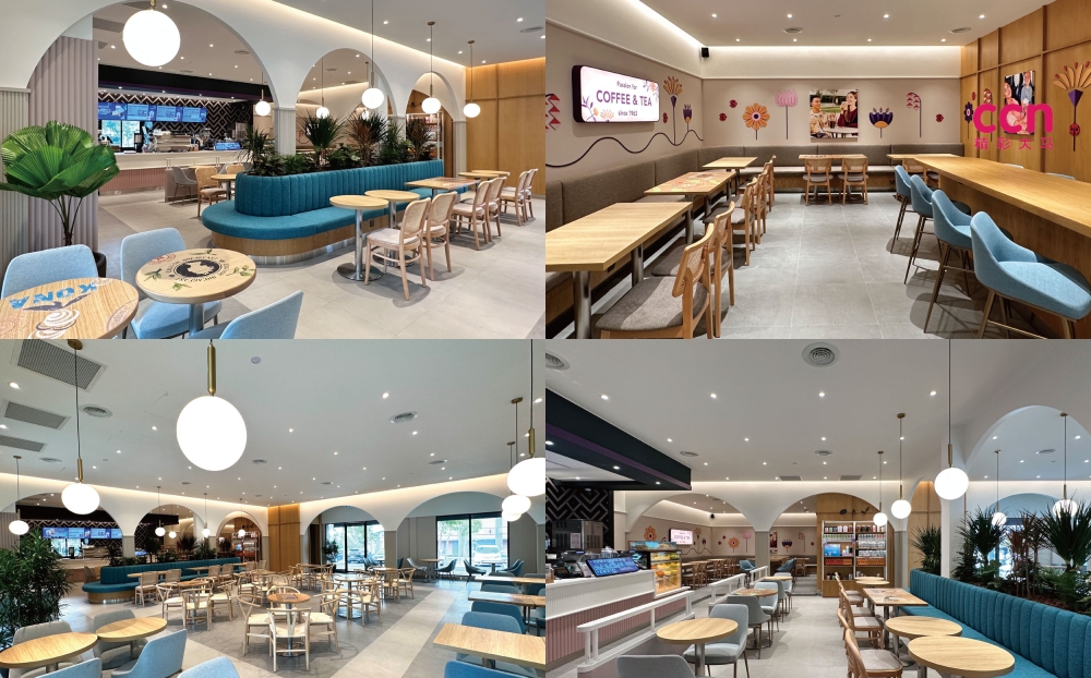 这家位于Sierra Fresco的咖啡馆占地2800平方英尺，设有一个可容纳多达110位客户和访客的大型座位区域，其中包括一张可供八人使用的共享餐桌。-The Coffee Bean & Tea Leaf供图-