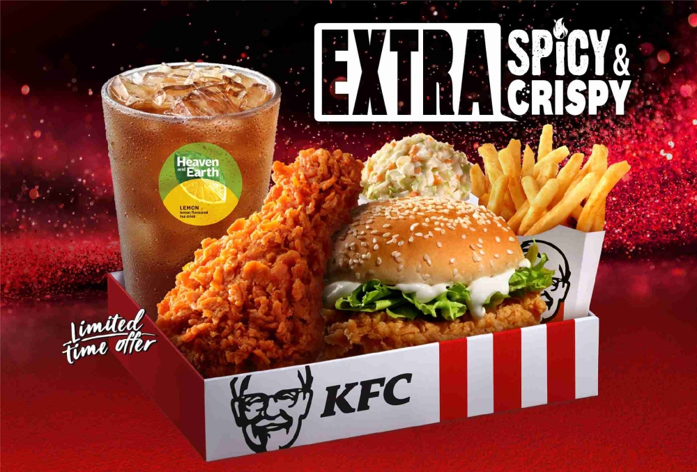 KFC Extra Spicy&Crispy盒装餐。 -大马KFC提供-