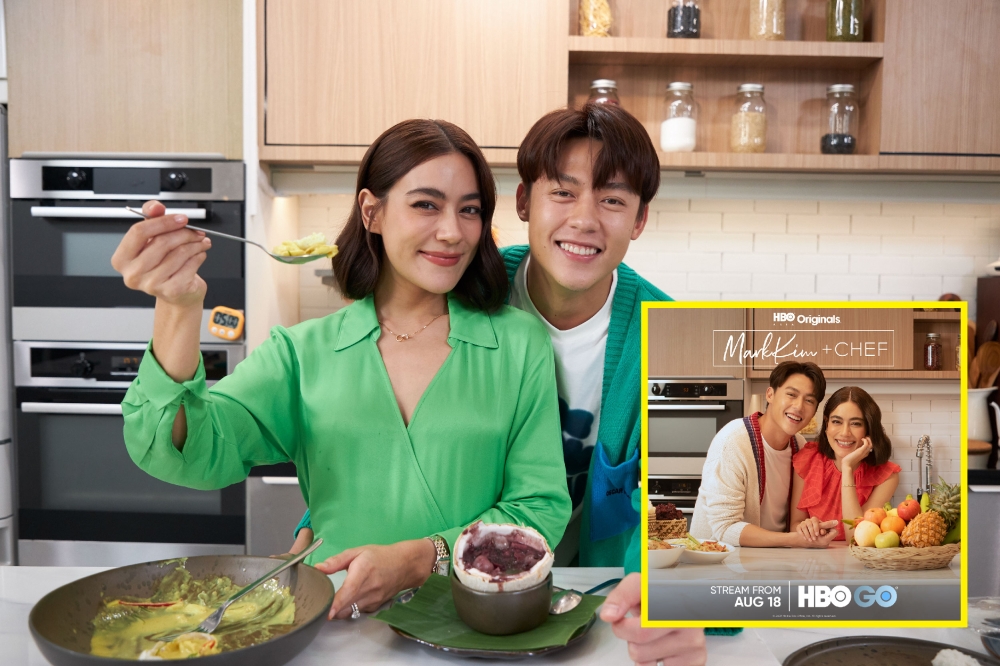 《马克金柏莉与大厨》由泰国电视巨星马克普林苏帕拉和金柏莉安妮沃特马斯主持，带领观众展开一场美食之旅。-HBO GO提供/精彩大马制图-