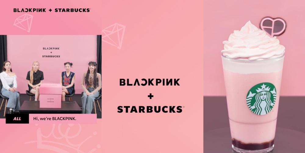 星巴克再次与BLACKPINK联名推出商品和限定饮品。-截图自大马星巴克视频/精彩大马制图-