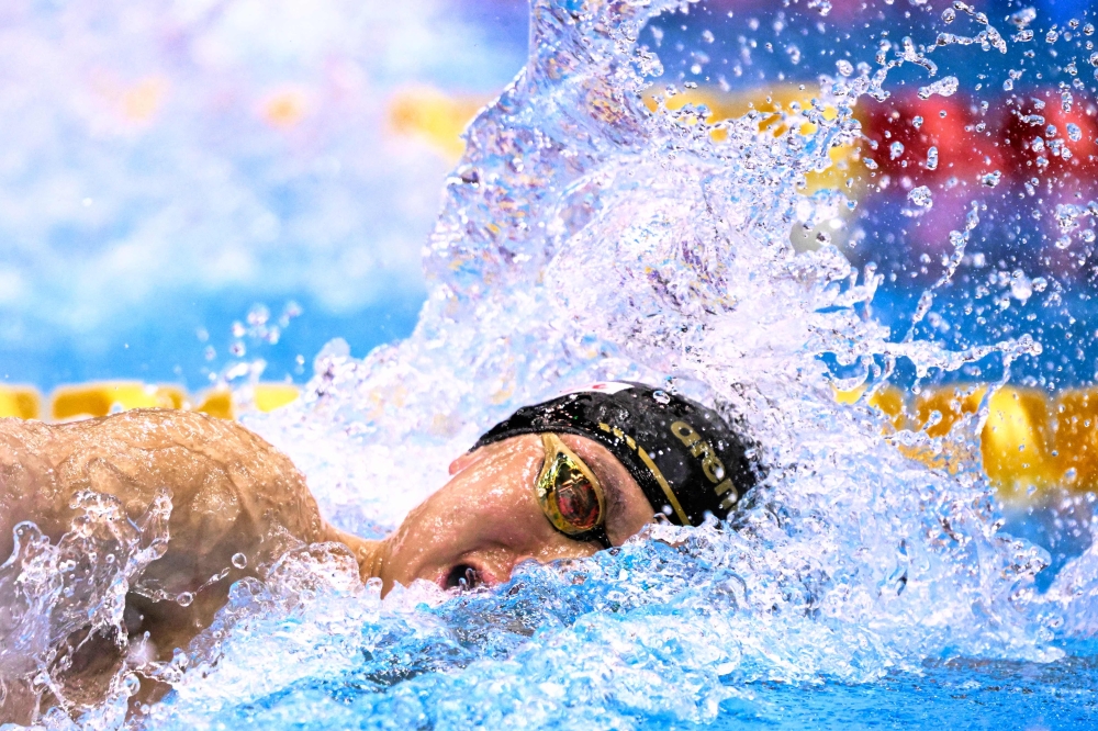 丘浩延在游泳世锦赛的男子200米自由泳预赛中，虽然没有刷新赛季最佳成绩，但却游出本届东南亚最快成绩。-法新社-