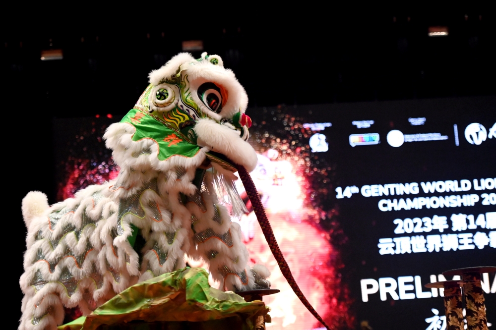 双溪威群乐体育会凭借“群狮腾跃聚云星乐展技艺耀云顶”采青主题，舞出初赛最高9.59分，力压其余35支来自世界各地的狮队高歌挺进决赛。-全体育网提供-