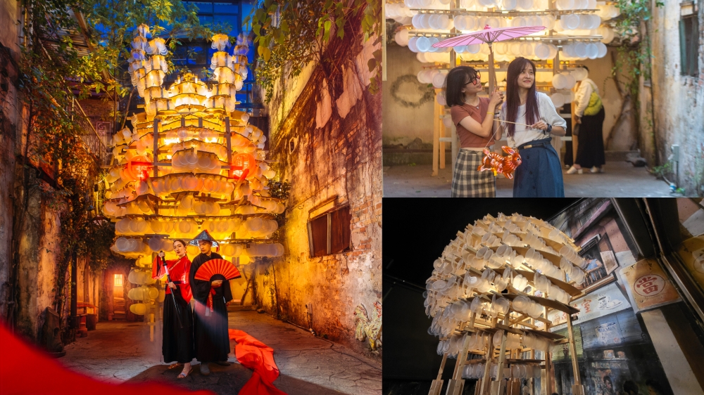 配合中秋节，鬼仔巷又迎来全新的艺术装置——《龙月双辉》。-主办单位提供/Shafwan Zaidon摄/精彩大马制图-