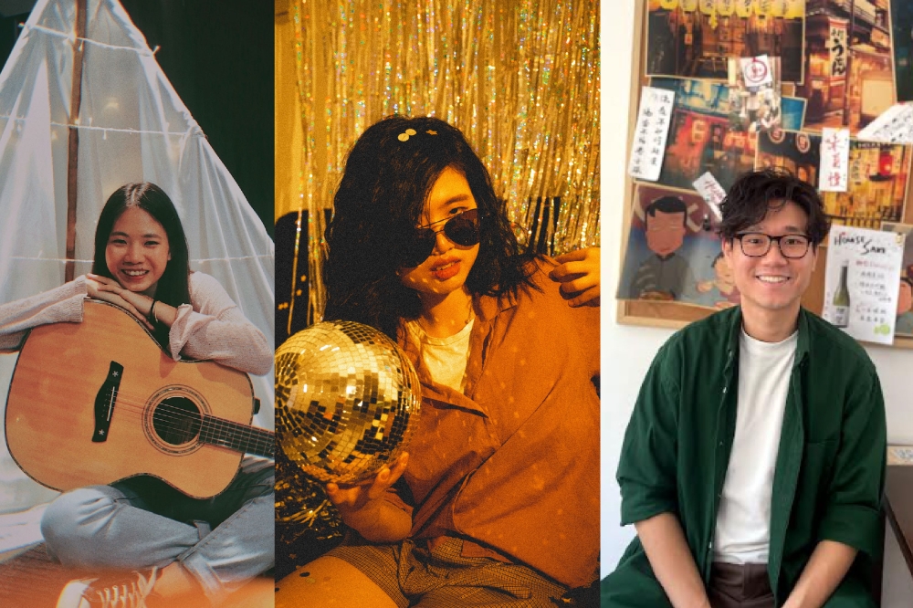 孙惠洋（左起）、逸菲和郑仲杰将为现场观众演唱自己的作品。-Happy Studio快乐制作提供/精彩大马制图-