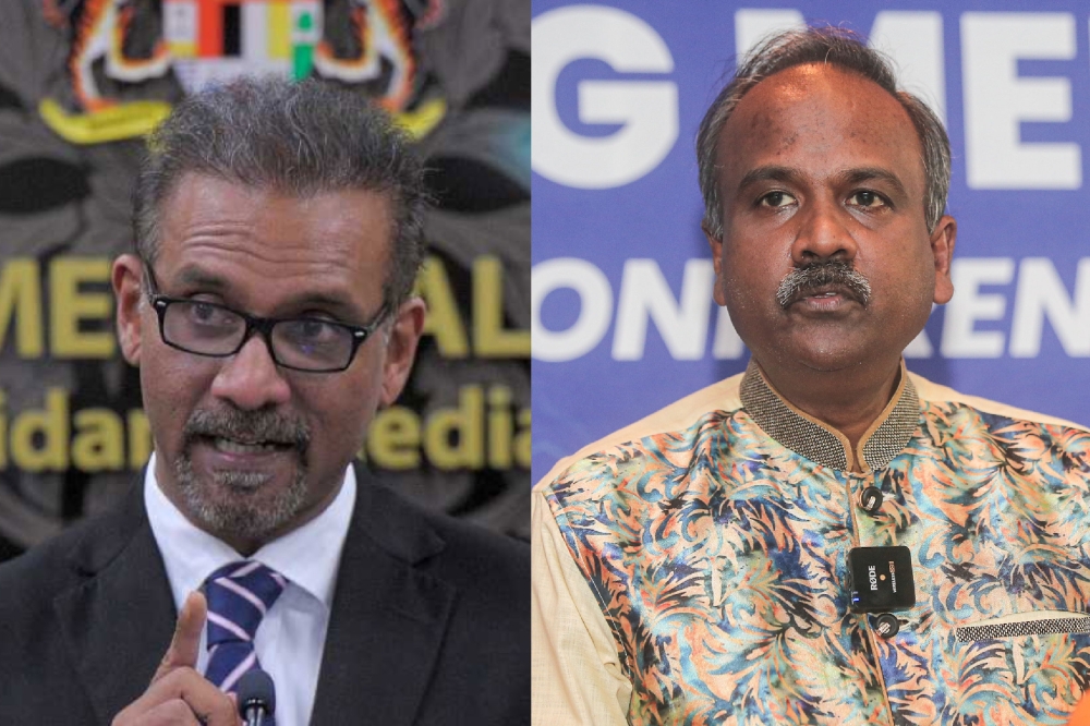 西华古玛（右）及蓝加巴星在这次内阁改组中被撤换。-Farhan Najib/Shafwan Zaidon摄-