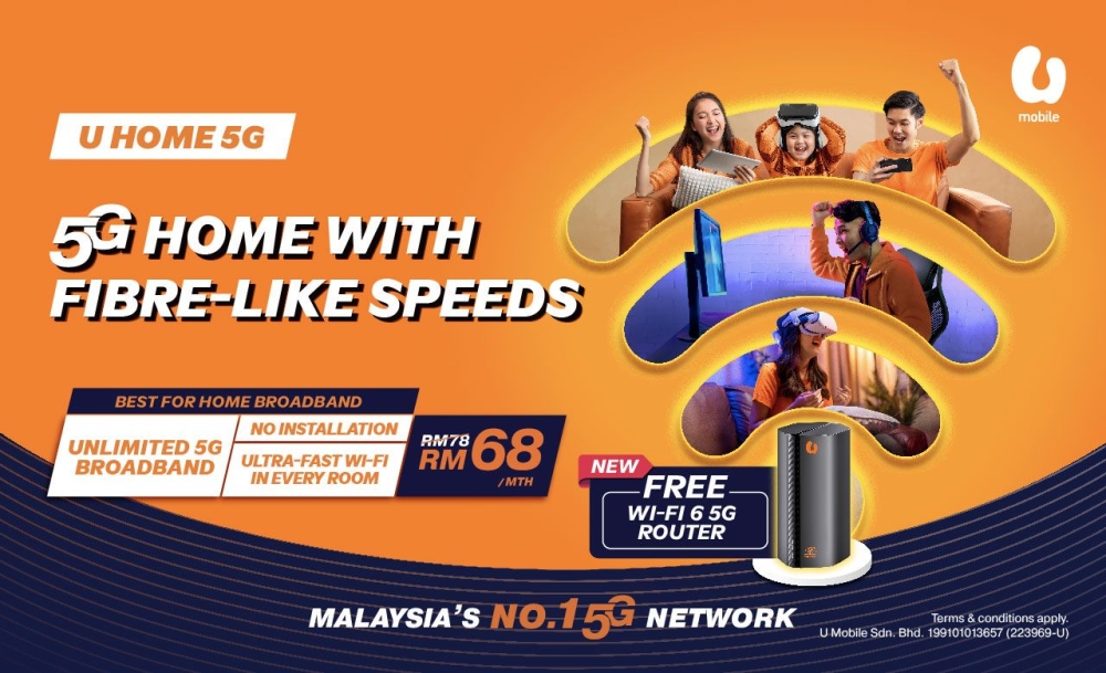 U Home 5G现在配备免费WiFi 6 5G路由器。-摘自Soyacincau-