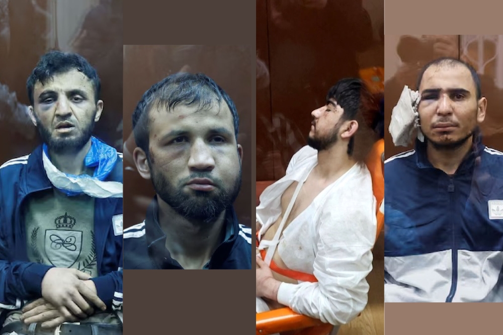 4名嫌犯周日出庭，左起米尔佐耶夫、法理杜尼、法伊佐夫和拉查巴利佐达。-路透社-
