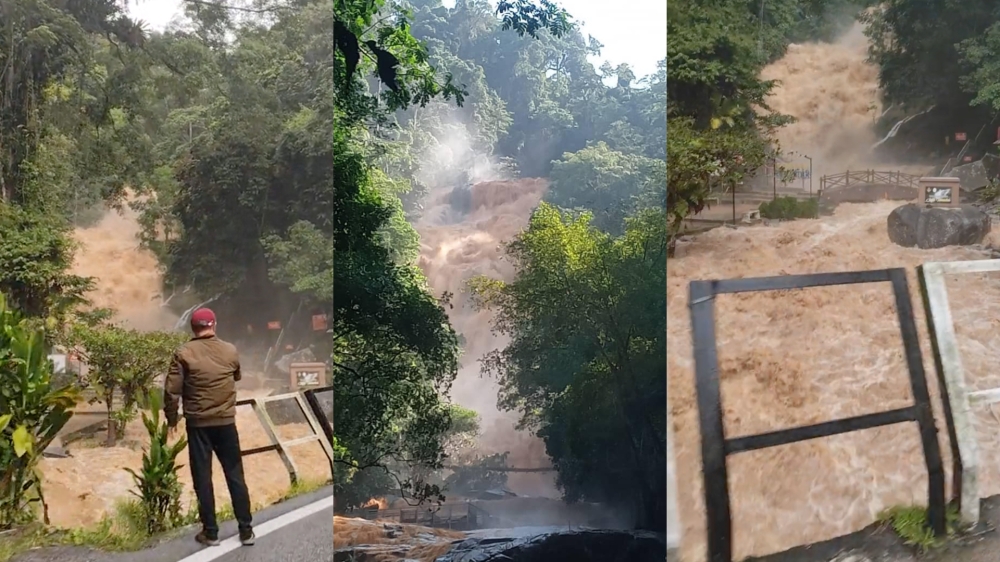 洪水滚滚，场面相当骇人！-截图自TikTok @amsyar.am/打巴消拯局脸书-
