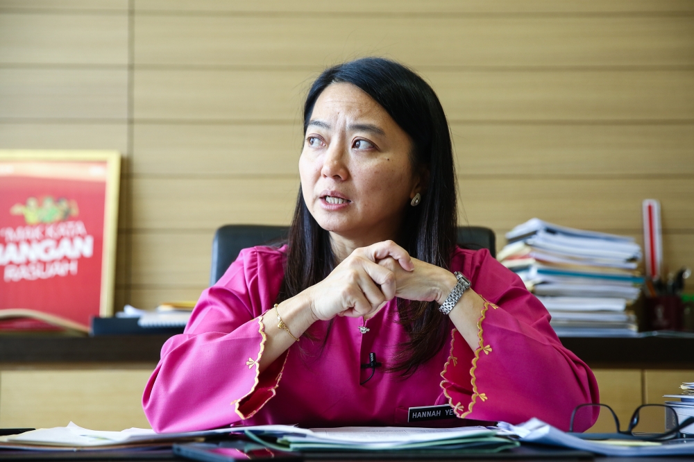 哈菲兹认为，杨巧双（图）在起诉慕沙哈山诽谤的官司中，展现言行不谨慎的问题，因此应辞去部长职。-Yusof Mat Isa摄-