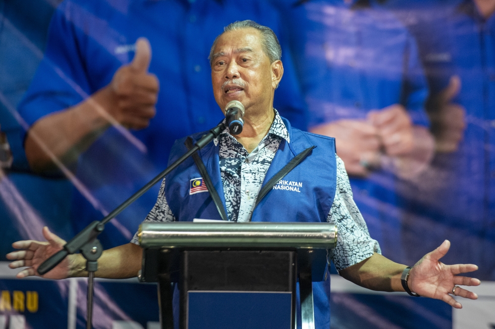 慕尤丁表示，国盟将在马六甲州选举全面竞逐28个州议席。-Shafwan Zaidon摄-