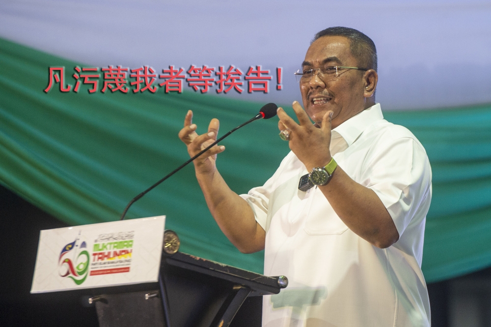 沙努西说，任何涉及扭曲他演说内容的人，他都会向他们采取法律行动。-Shafwan Zaidon摄-
