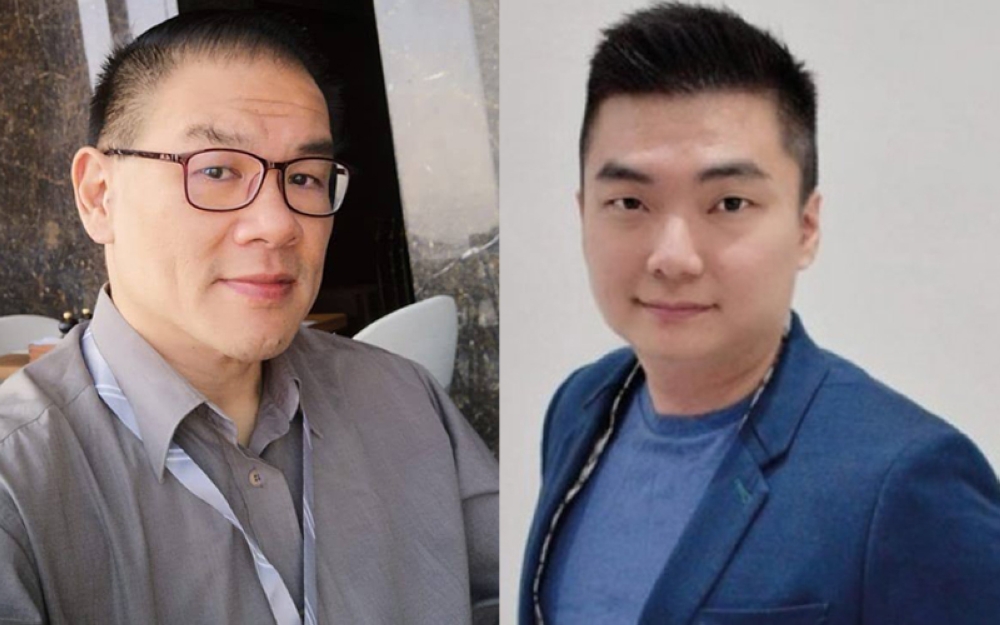 丘光耀（左）与洪伟翔对拳赛合同条款仍达不成最终共识。