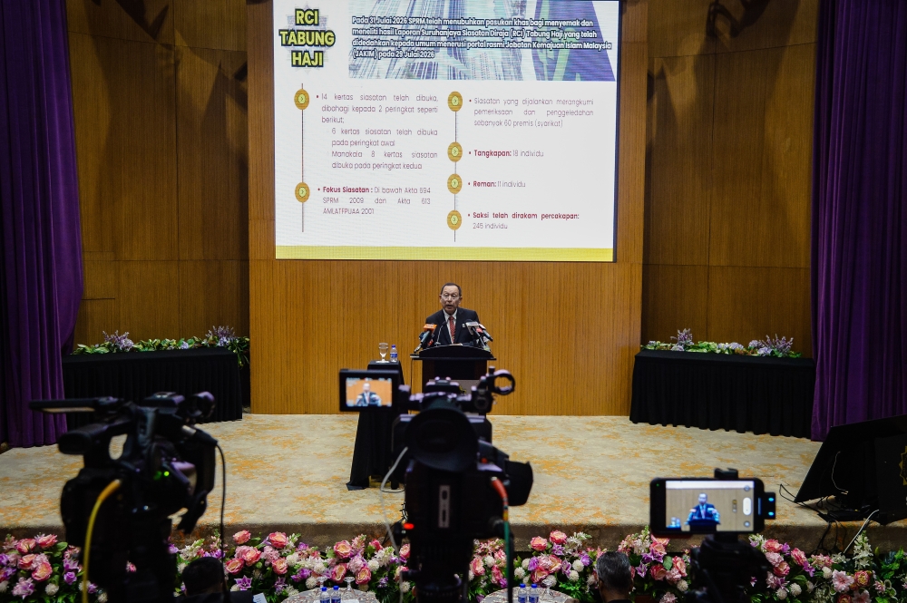 阿都哈林召开记者会，向媒体汇报朝圣局案的最新进展。-马新社-