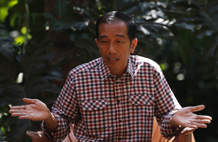 Indonesian presidential candidate Joko 'Jokowi' Widodo gestures during an interview with an local television media company in Jakarta, July 1, 2014.u00c2u00a0u00e2u20acu201d Reuters pic