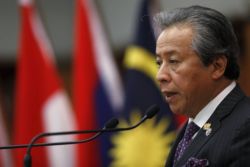 Foreign Minister Datuk Seri Anifah Aman speaks to the media after the foreign ministersu00e2u20acu2122 meeting at the 26th Asean Summit in Kuala Lumpur April 26, 2015. u00e2u20acu201d Reuters pic