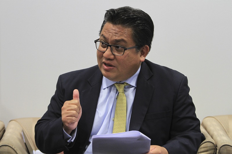 PAC chairman Datuk Nur Jazlan Mohamed speaks to member of the media during a press conference at Parliament in Kuala Lumpur, July 9, 2015. u00e2u20acu201d Picture by Yusof Mat Isa 