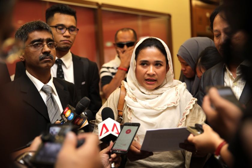 Anina Saadudin filed a suit against Najib at the High Court on August 28, 2015 in a bid to claim a portion of the RM2.6 billion that Umno leaders claimed had been donated for the 2013 election campaign. u00e2u20acu201d Picture by Choo Choy May