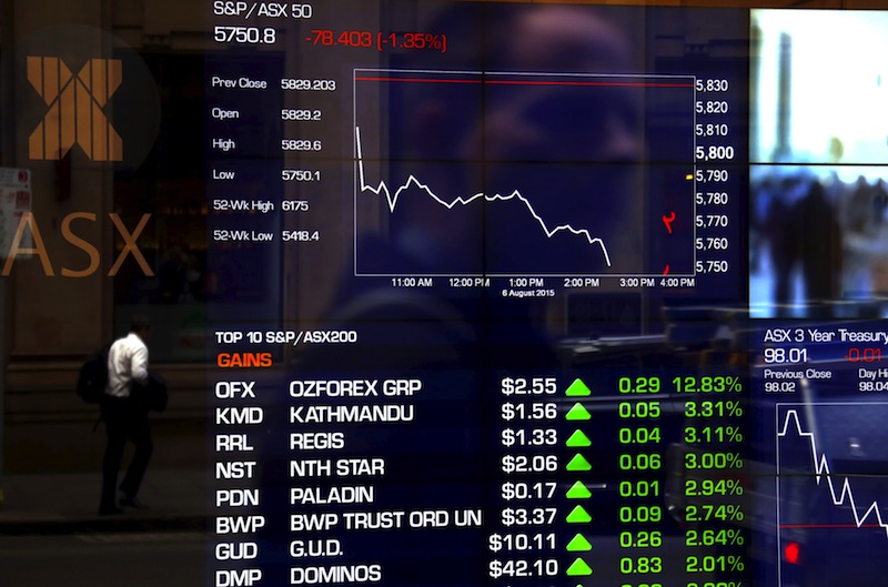 An investor is reflected in a window as he looks at boards displaying stock prices at the Australian Securities Exchange in central Sydney, Australia, August 6, 2015.u00c2u00a0u00e2u20acu201d Reuters pic