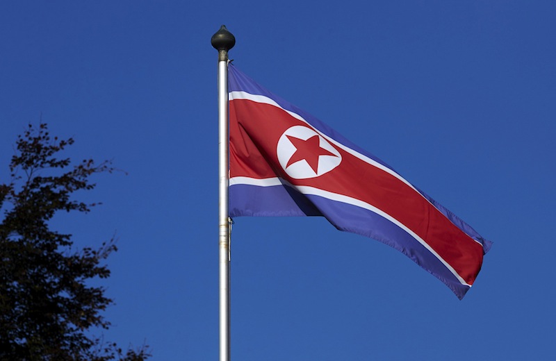A North Korean flag flies on a mast at the Permanent Mission of North Korea in Geneva October 2, 2014. u00e2u20acu201d Reuters pic