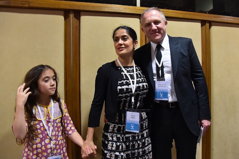 Salma Hayek Pinault poses with husband French luxury and retail group PPR Chairman and CEO Francois-Henri Pinault and their daughter Valentina in Vatican City May 29, 2016. u00e2u20acu201d AFP pic