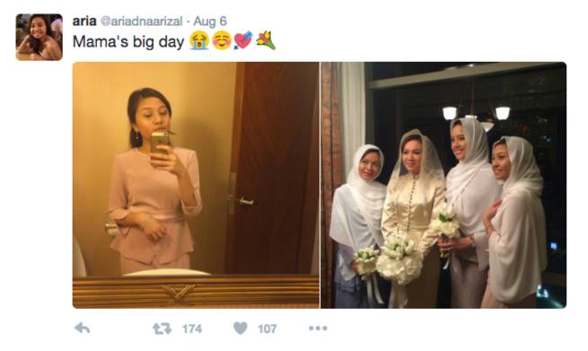 杨阿米莉雅的女儿为母亲再婚感到高兴。-图取自阿丽雅推特-
