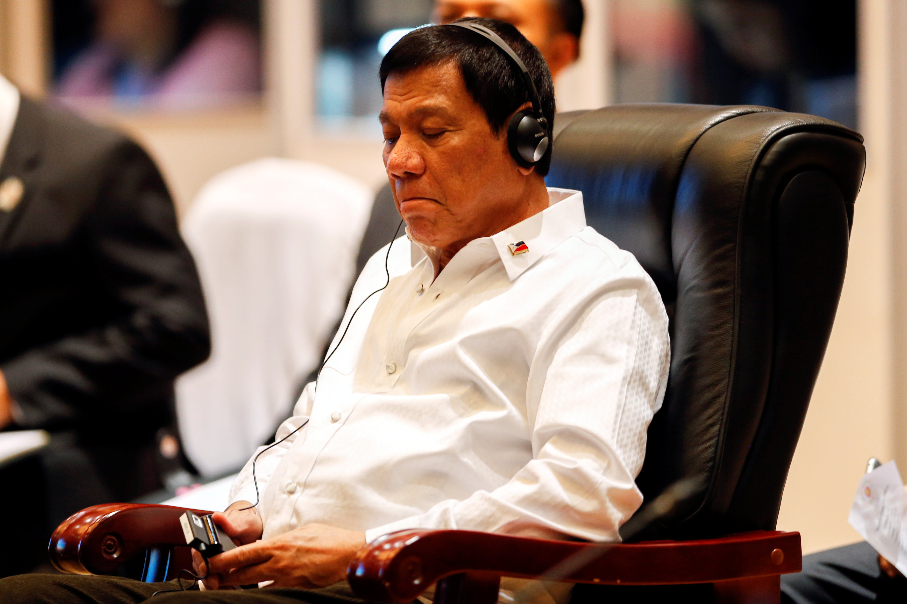 Philippines President Rodrigo Duterte attends a plennary session at the ASEAN Summit in Vientiane, Laos September 6, 2016. REUTERS/Soe Zeya Tunn