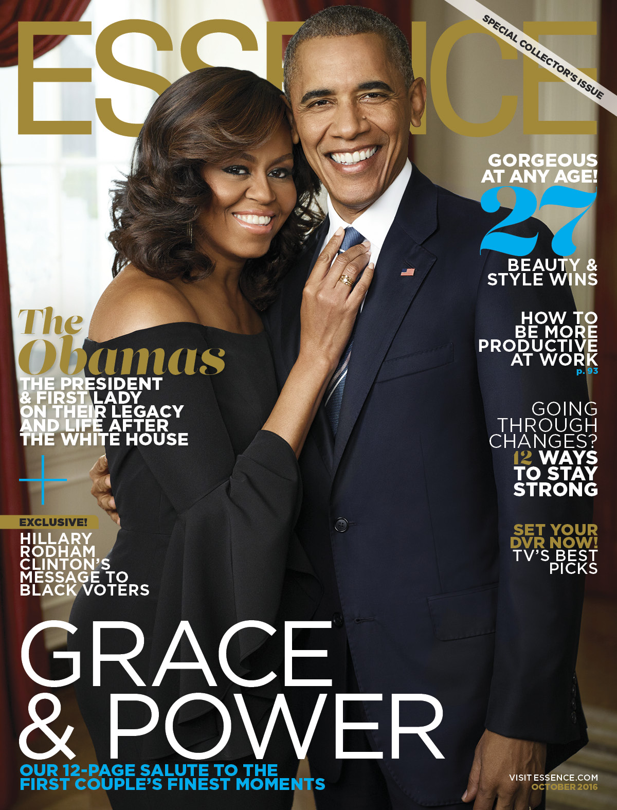 奥巴马和第一夫人登上10月版时尚月刊《Essence》封面，引发美国网民轰动。-图取自网络-