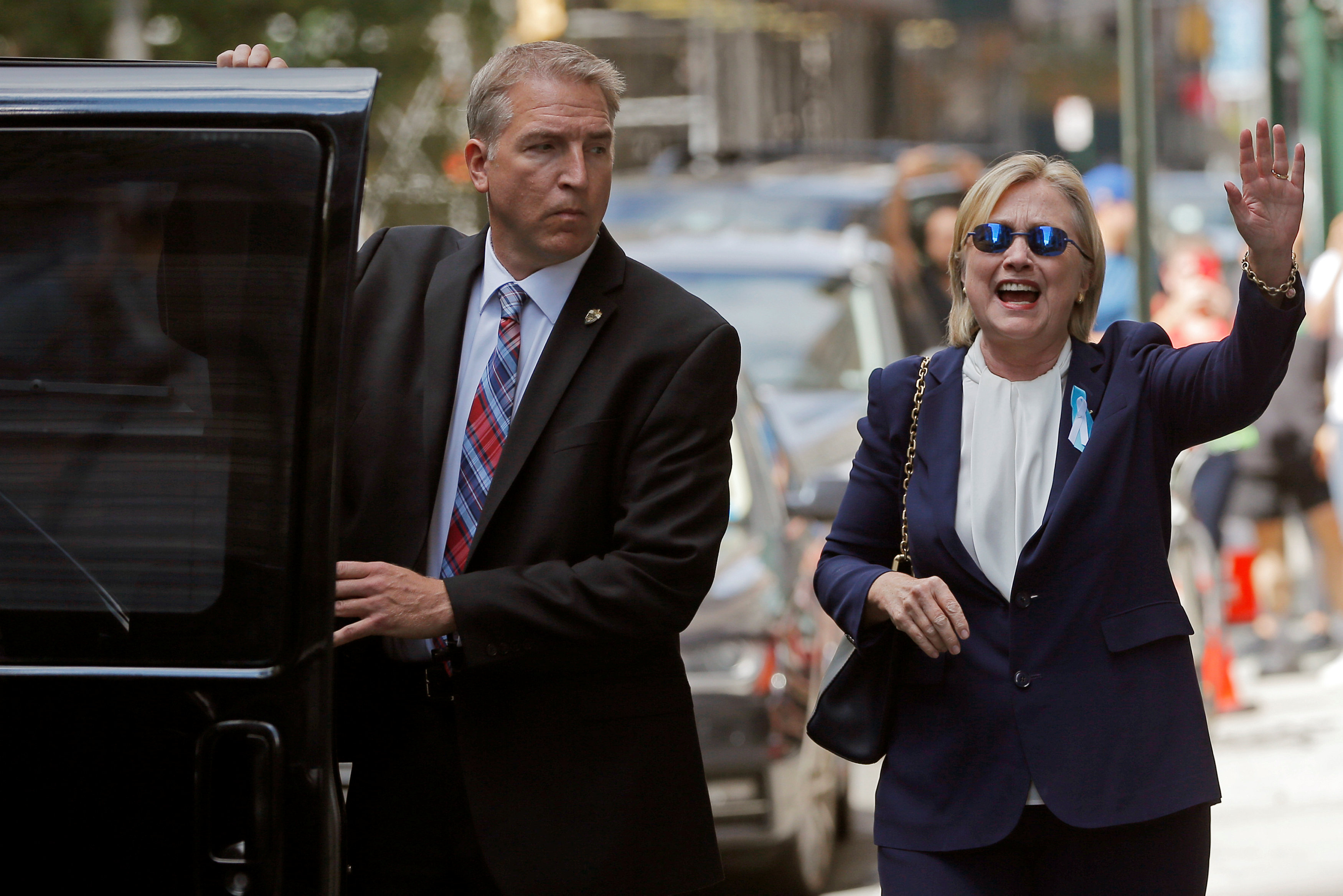 US Democratic presidential candidate Hillary Clinton leaves her daughter Chelseau00e2u20acu2122s home in New York September 11, 2016. u00e2u20acu201d Reuters pic