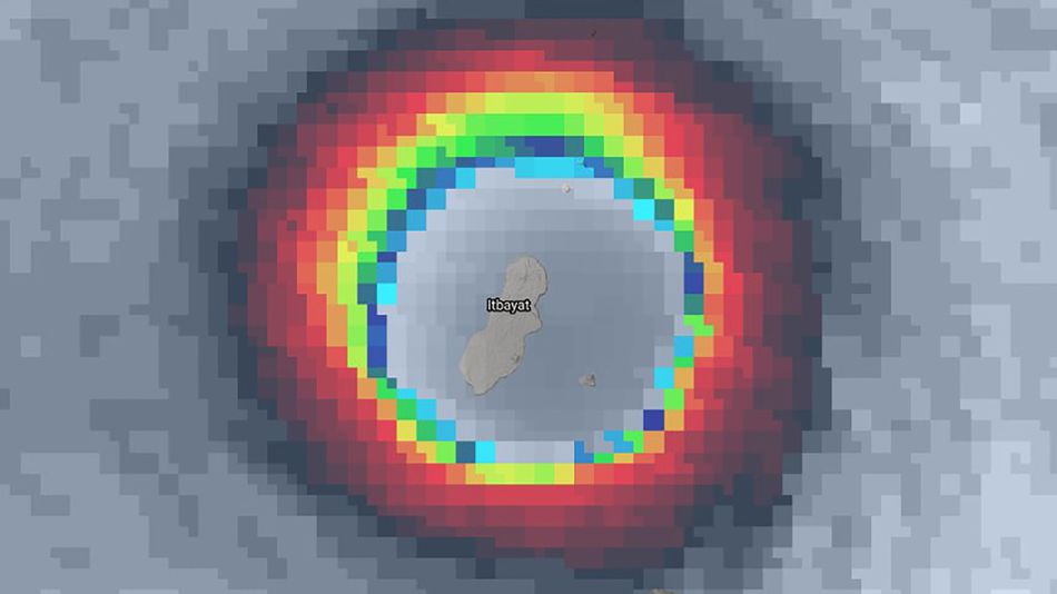 Satellite image of Itbayat as the eye of typhoon Meranti pass over it. (Photo: CIMSS)