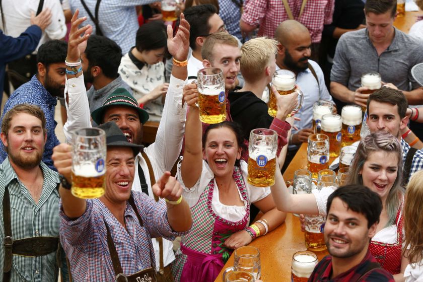 Visitors cheer with beer during the opening day of the 183rd Oktoberfest in Munich, Germany, September 17, 2016. u00e2u20acu201d Reuters pic