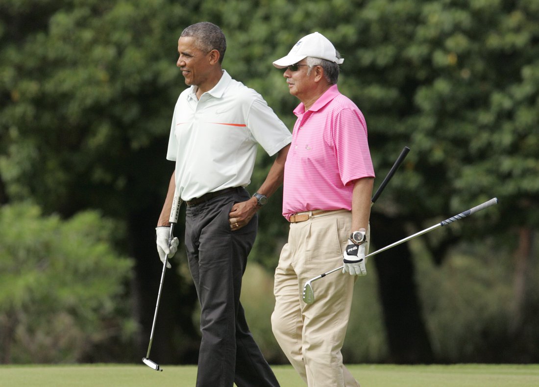 纳吉和奥巴马交情匪淺，两人曾在夏威夷一起打高尔夫球。-路透社-
