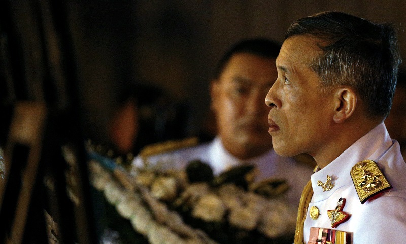 FILE PHOTO: Thailand's Crown Prince Maha Vajiralongkorn attends an event commemorating the death of King Chulalongkorn, known as King Rama V, as he joins people during the mourning of his father, the late King Bhumibol Adulyadej, at the Royal Plaza in Ban