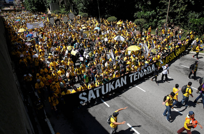 Pro-democracy group Bersih stage a protest, calling for Malaysian Prime Minister Datuk Seri Najib Razak to resign, in Kuala Lumpur November 19, 2016. u00e2u20acu201d Reuters pic