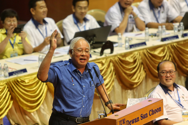 Prime Minister Datuk Seri Najib Razak speaking at the MCA 63rd AGM in San Choon Hall, Wisma MCA, Kuala Lumpur, November 13, 2016. u00e2u20acu201d Picture by Saw Siow Feng