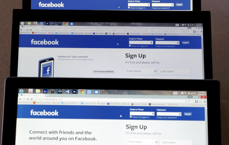 Computer screens display the Facebook sign-in screen in this photo illustration taken in Golden, Colorado July 28, 2015. u00e2u20acu201d Reuters pic