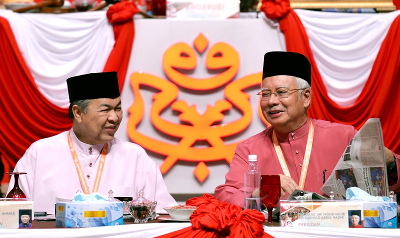 Umno Vice President Datuk Seri Ahmad Zahid Hamidi and Umno President Datuk Seri Najib Razak is seen in a cheerful mood during the 2016 Umno General Assembly in Kuala Lumpur December 2, 2016. u00e2u20acu201d Bernama pic