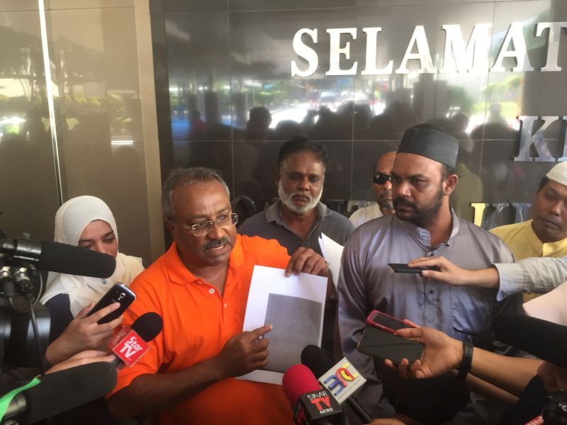 Lawyer P. Uthayakumar (second left) speaks during a news conference at HKL to highlight the medical mishap of a nine-year-old boy whose penis was severed during a botched circumcision. u00e2u20acu2022 Picture by Kamles Kumar