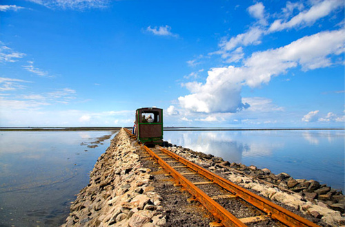 这一趟火车是链接Beltringharder Koog大陆与Nordstrandischmoor岛，人生苦短，有机会一定要前往试一试体验！图取自：hafza 