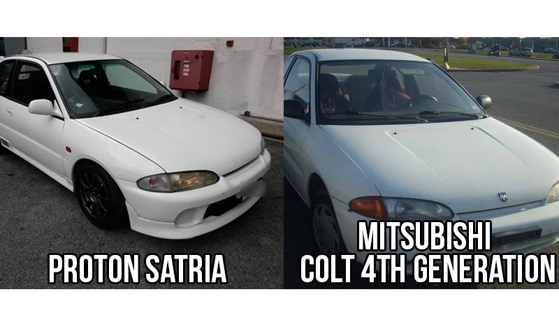 设计年份：Proton Satria（1995年）；Mitsubishi Colt 4th Generation（1991年）