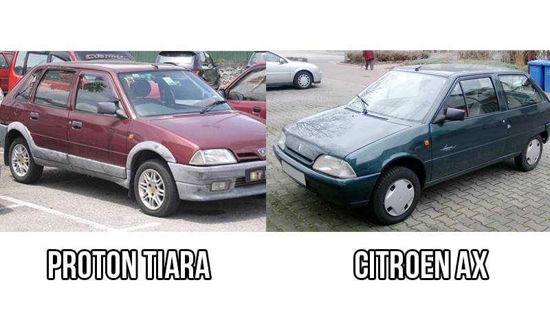 设计年份：Proton Tiara （1986年）；Citroën AX（1986年）