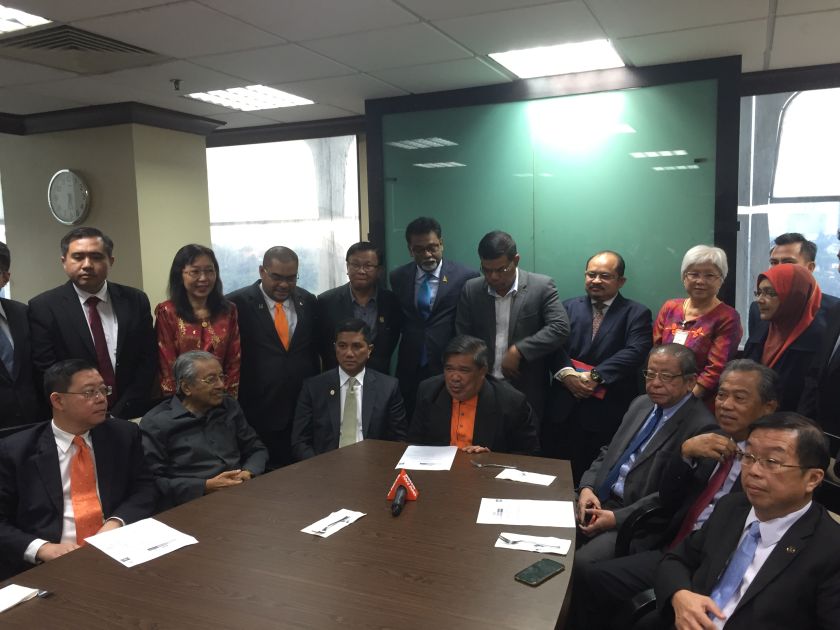 The party leaders of PKR, DAP, Amanah and PPBM met earlier in the Parliament building today. u00e2u20acu201d Picture by Kamles Kumar
