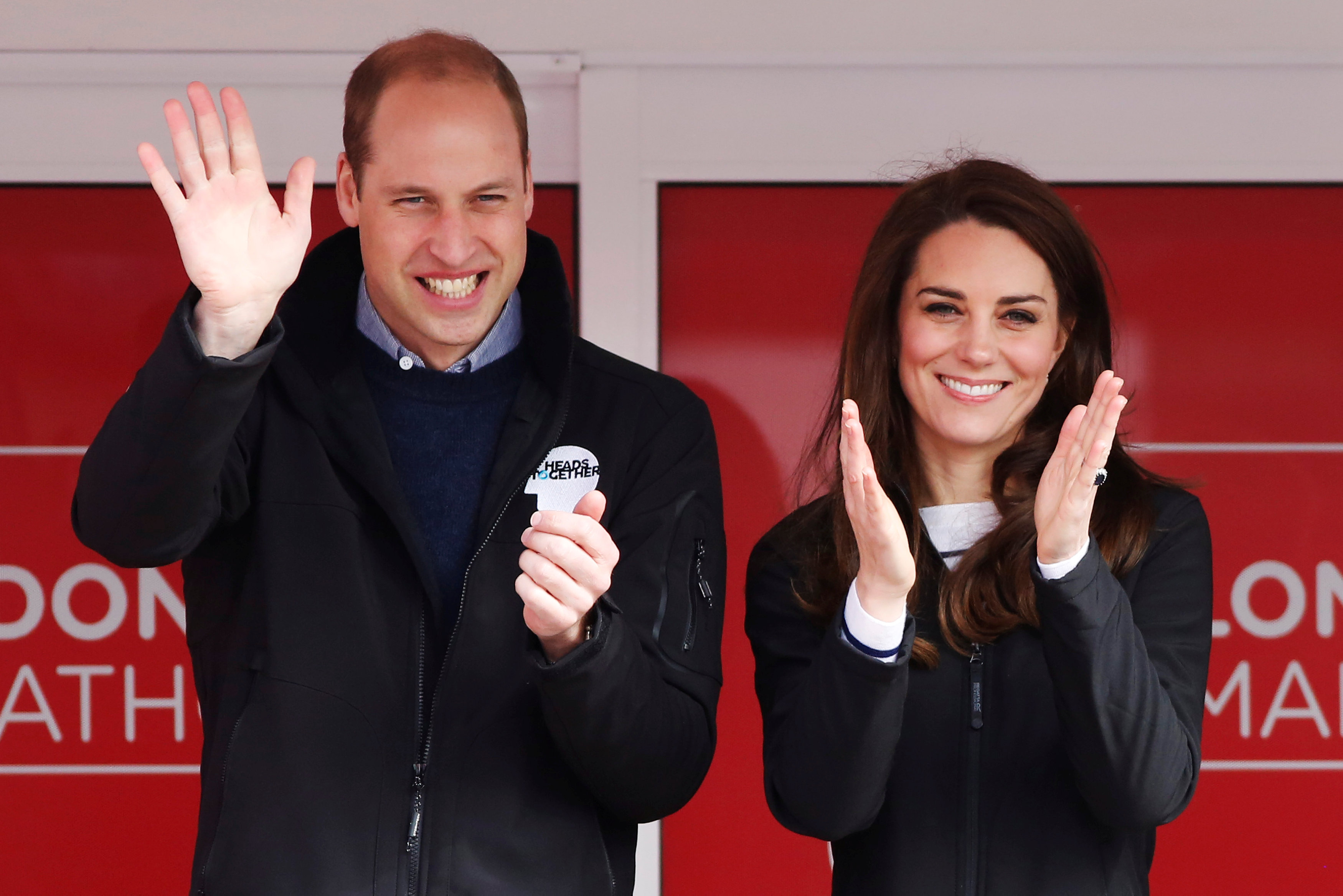 Britain's Prince William and Catherine, Duchess of Cambridge encourage runners after officially starting the 2017 London Marathon, in London April 23, 2017. REUTERS/Luke MacGregorn